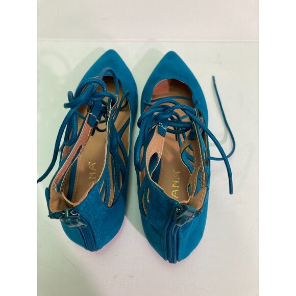 NIB Liliana Turquoise Tie Up Flat Sz 7 - Picture 6 of 7